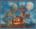 Alice and the Mummy carving at twilight - PDF Digital Download