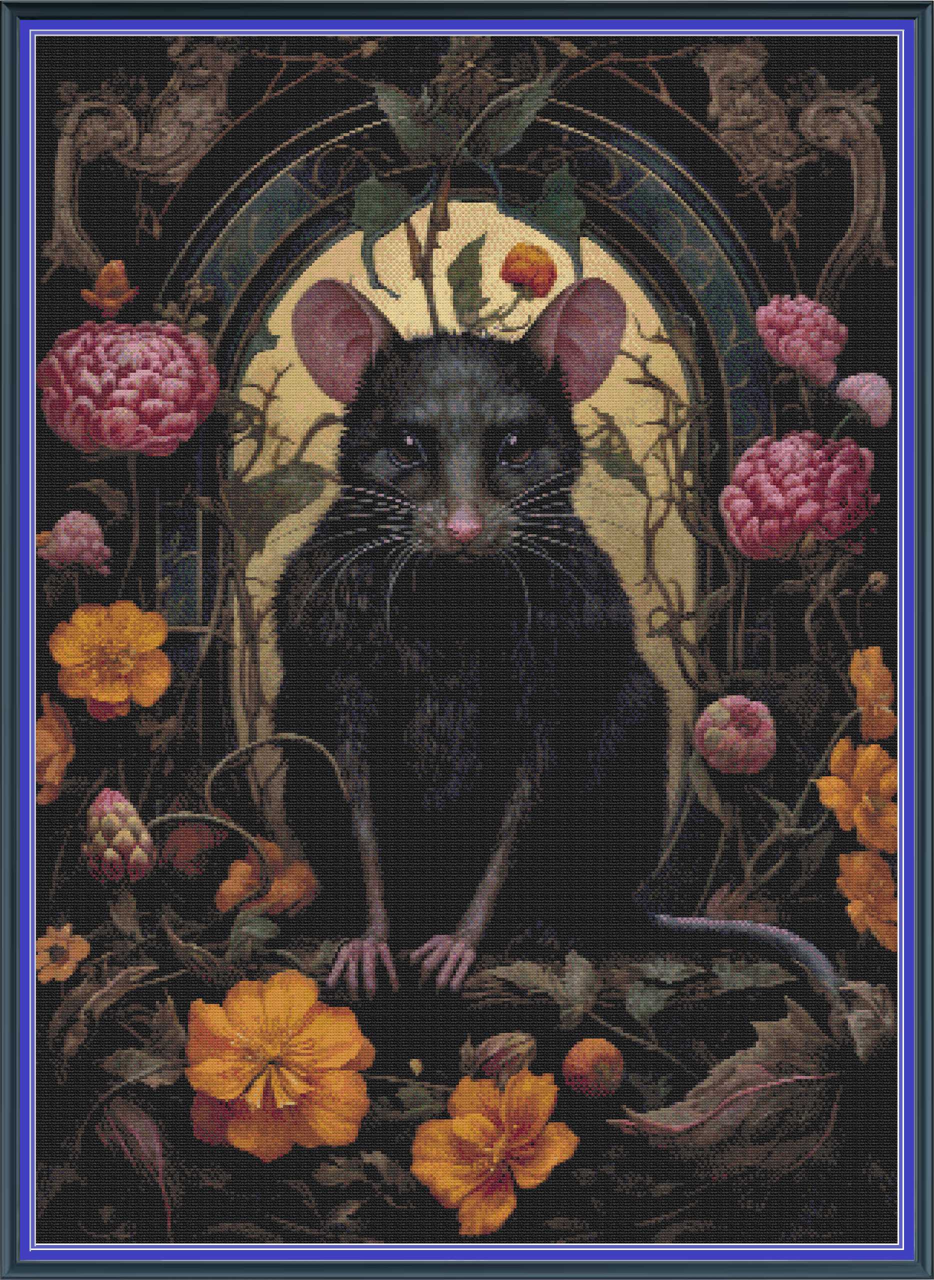 Gothic Botanical Rat - PDF Digital Download