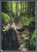  Digital PDF full-coverage cross-stitch chart of a woodland fairy, Along the Forest Path by Sunflower Stitches.