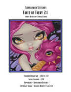 Faces of Faery 24 PDF chart cover showing the fairy and dragon artwork, 350×347 stitch dimensions and 134 colours.