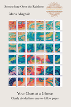 Somewhere Over the Rainbow chart page map, showing 36 numbered design thumbnails, Sunflower Stitches.